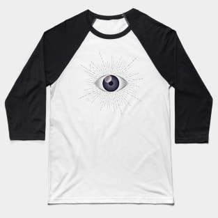 Violet Purple Evil Eye Silver Eyelashes Sun Moon Star Nazar Mati Talisman Baseball T-Shirt